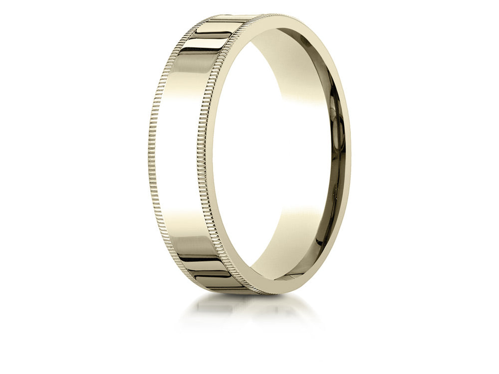 Benchmark 14k Gold 6mm Flat Comfort-fit Wedding Band / Ring With Milgrain