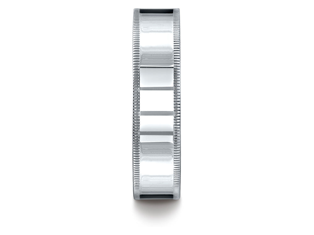 Benchmark 18k Gold 6mm Flat Comfort-fit Wedding Band / Ring With Milgrain