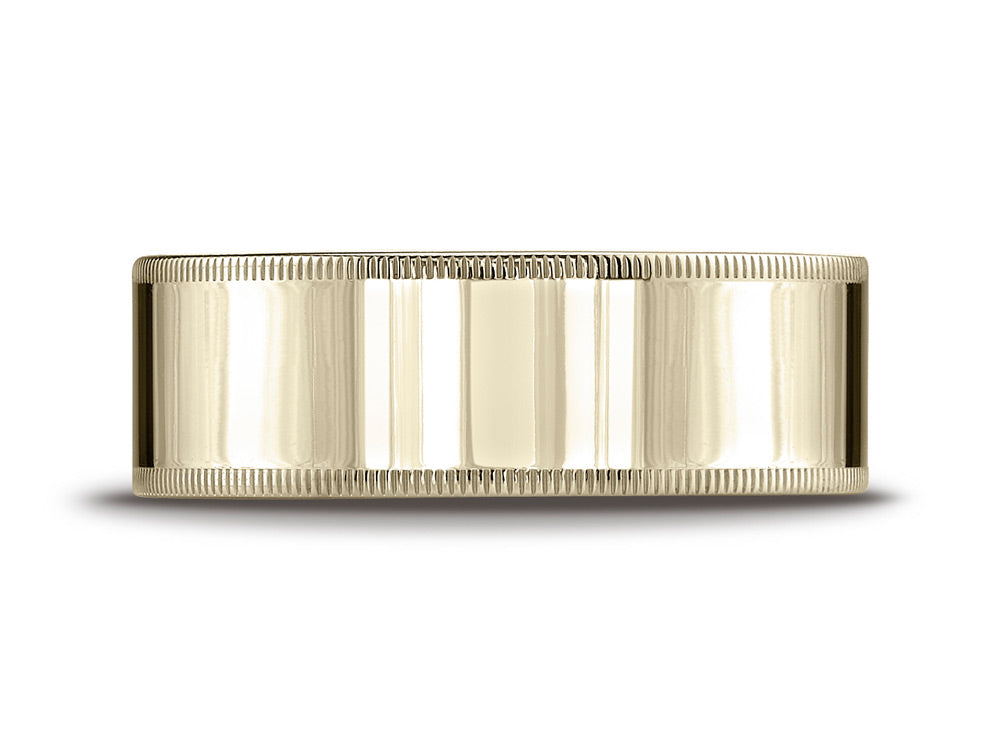 Benchmark 14k Gold 8mm Flat Comfort-fit Wedding Band / Ring With Milgrain