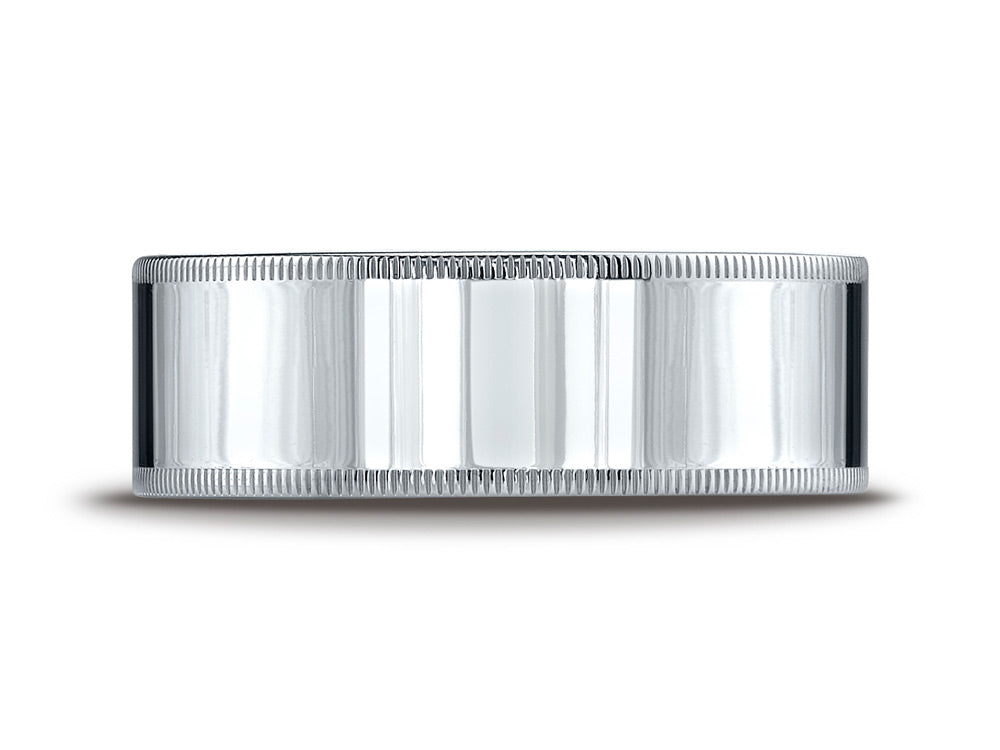 Benchmark 18k Gold 8mm Flat Comfort-fit Wedding Band / Ring With Milgrain