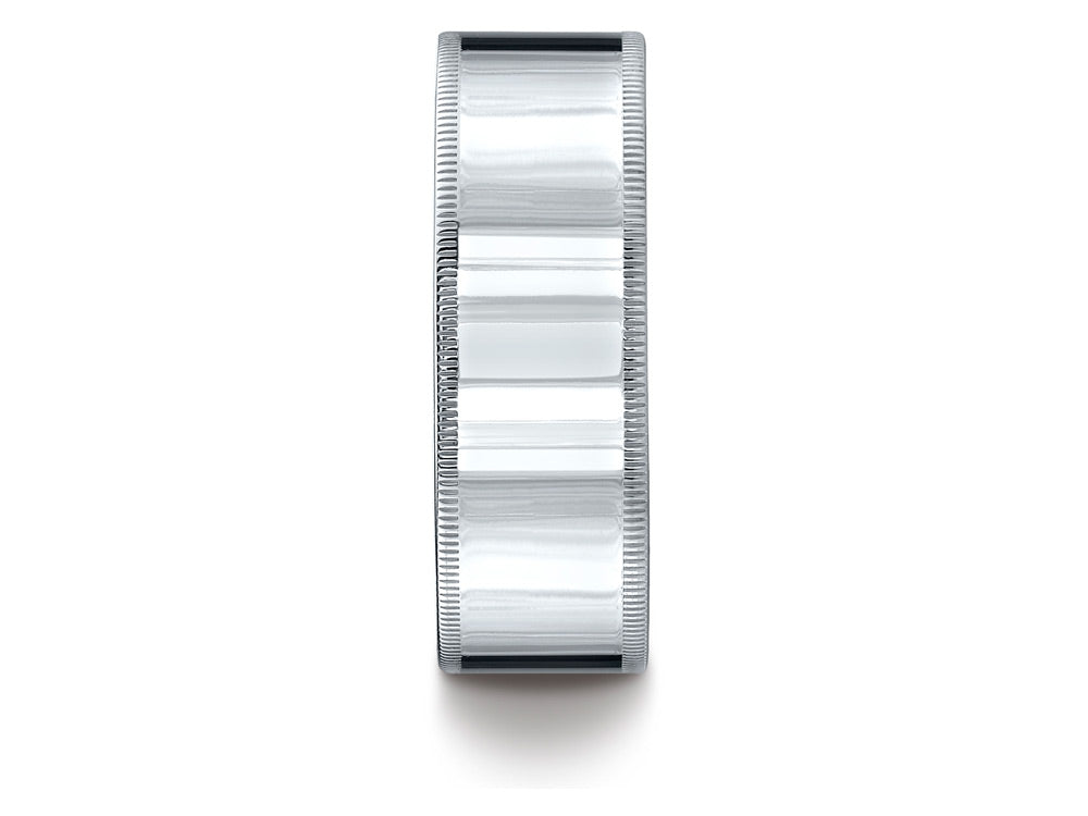 Benchmark 18k Gold 8mm Flat Comfort-fit Wedding Band / Ring With Milgrain