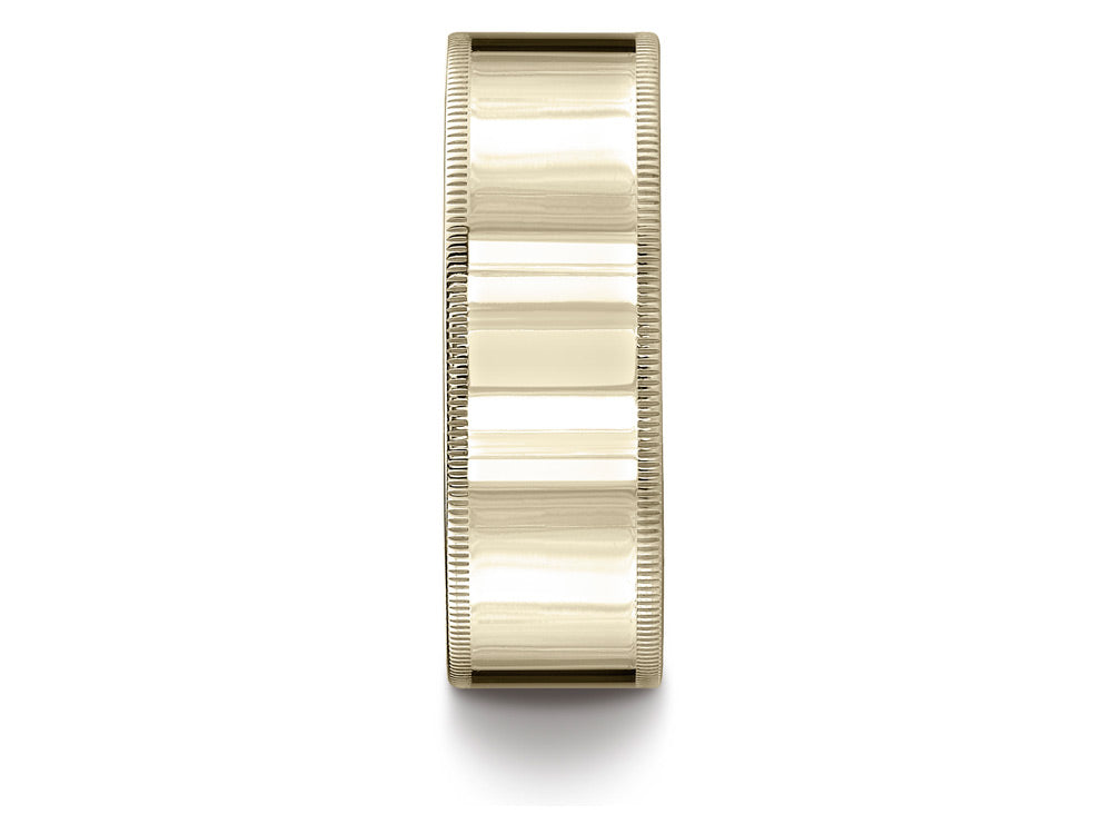Benchmark 18k Gold 8mm Flat Comfort-fit Wedding Band / Ring With Milgrain