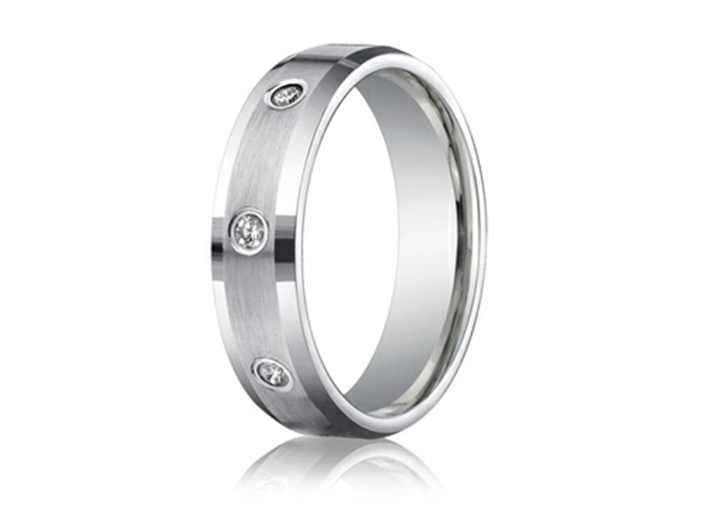 Benchmark 6mm Round 0.32 cttw Diamonds Mens Wedding Band Ring