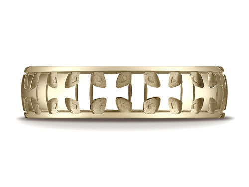 Benchmark 6mm Comfort-fit Gaelic Cross Carved Design Wedding Band Ring