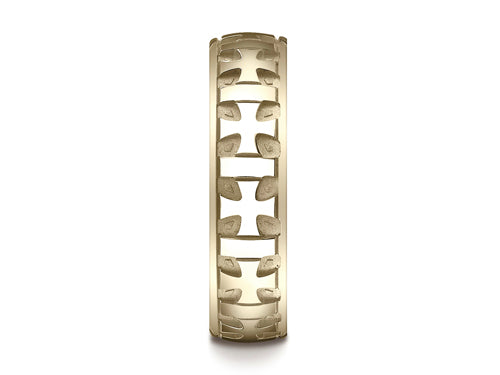 Benchmark 6mm Comfort-fit Gaelic Cross Carved Design Wedding Band Ring