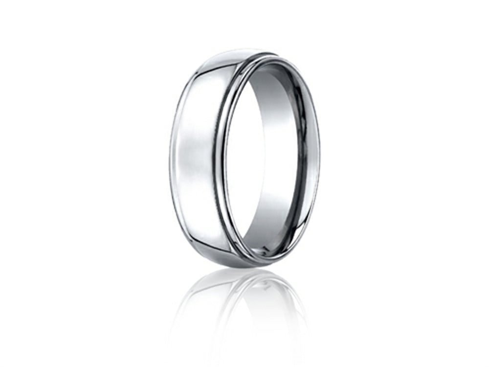Benchmark Cobalt Chrome 7mm Comfort-fit High Polished Design Ring
