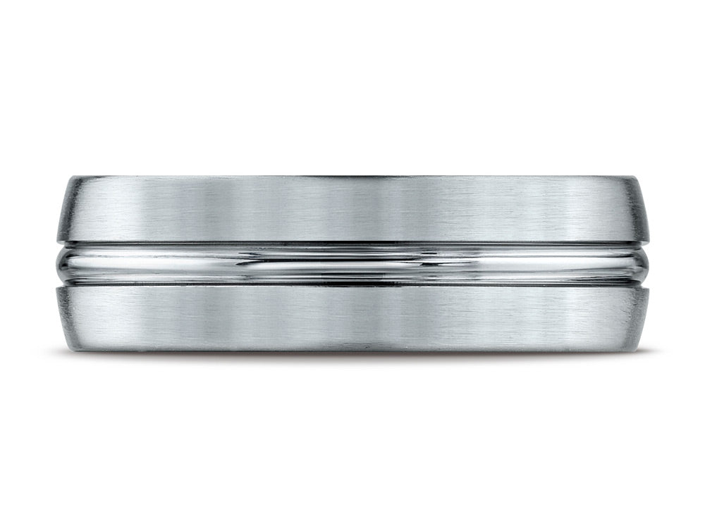 Benchmark 10k Gold 7mm Comfort-fit Satin-finished With High Polished Center Cut Carved Design Wedding Band Ring