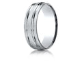 Benchmark 18k Gold 7mm Comfort-fit Satin-finished With Parallel Grooves Carved Design Wedding Band Ring