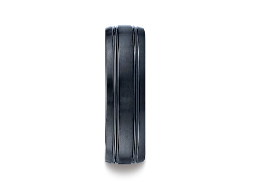 Benchmark Ceramic 7mm Comfort-fit Satin-finished Design Ring