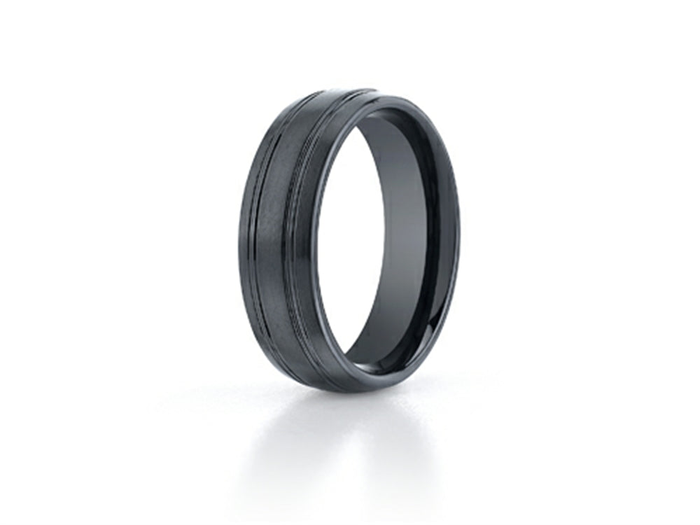 Benchmark Ceramic 7mm Comfort-fit Satin-finished Design Ring