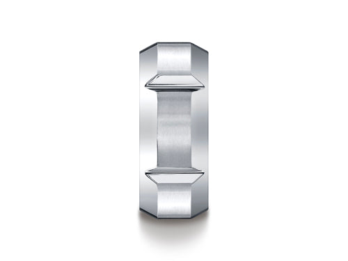 Benchmark Cobalt Chrome 10mm Comfort-fit Satin-finished Polished Grooves and Beveled Edge Ring