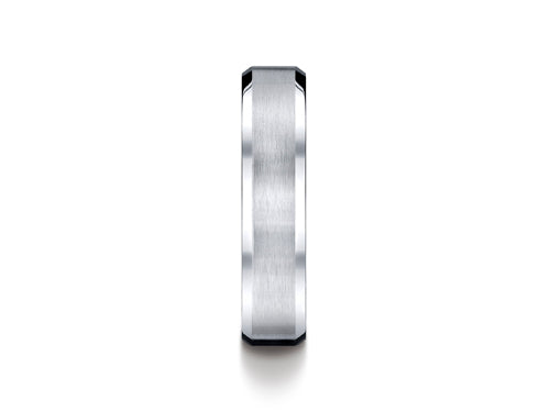 Benchmark Cobalt Chrome 6mm Comfort-fit Satin-finished Beveled Edge Design Ring