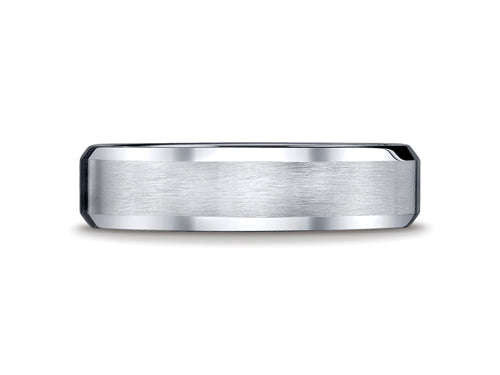 Benchmark Cobalt Chrome 6mm Comfort-fit Satin-finished Beveled Edge Design Ring