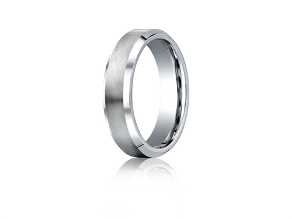 Benchmark Cobalt Chrome 6mm Comfort-fit Satin-finished Beveled Edge Design Ring