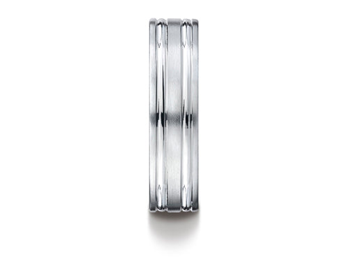 Benchmark 6mm Comfort-fit Satin-finished With Parallel Grooves Carved Design Wedding Band Ring