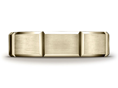 Benchmark 6mm Comfort-fit Satin-finished Grooves Carved Design Wedding Band Ring