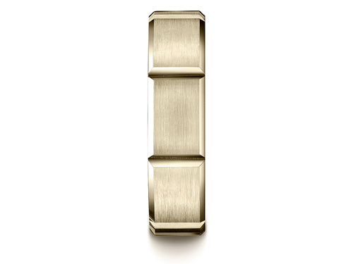 Benchmark 6mm Comfort-fit Satin-finished Grooves Carved Design Wedding Band Ring