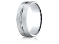 Benchmark 18k Gold 7mm Comfort-fit Satin-finished With High Polished Center Cut Carved Design Wedding Band Ring