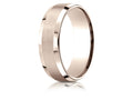 Benchmark 14k Rose Gold 7mm Comfort-fit Satin-finished With High Polished Beveled Edge Carved Design Wedding Band Ring