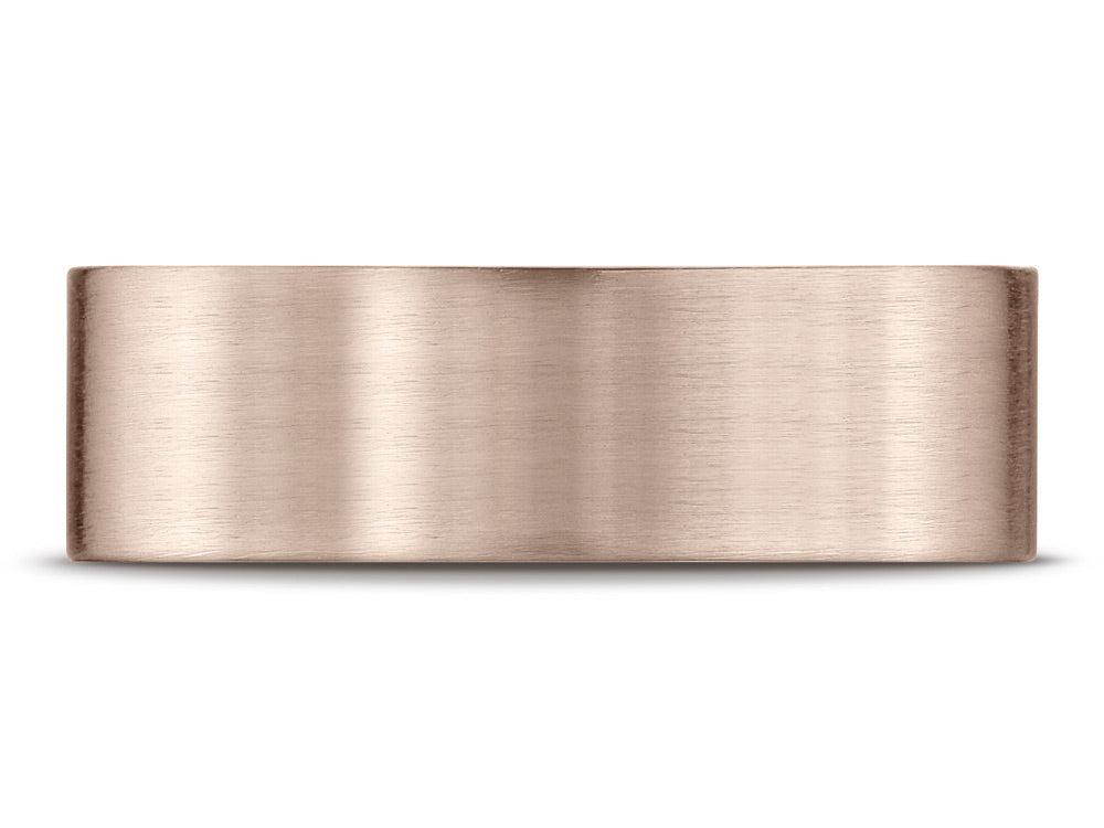 Benchmark 14k Rose Gold 7mm Comfort-fit Satin-finished Carved Design Wedding Band Ring