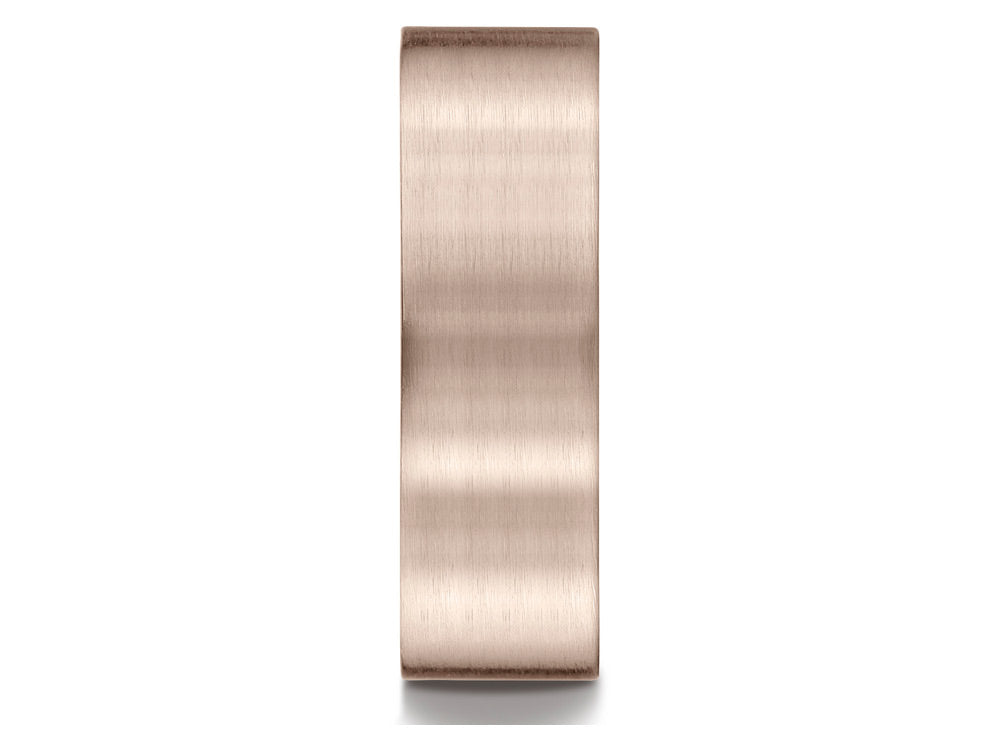 Benchmark 14k Rose Gold 7mm Comfort-fit Satin-finished Carved Design Wedding Band Ring