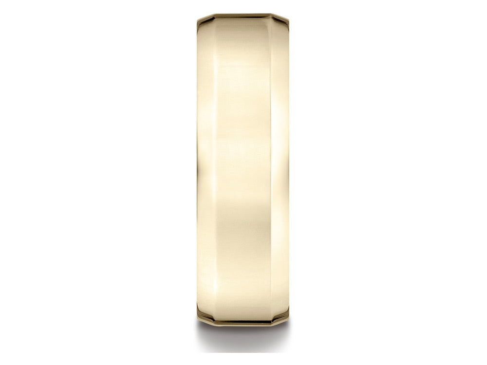 Benchmark 14k Gold 7mm Comfort-fit High Polished Carved Design Wedding Band Ring