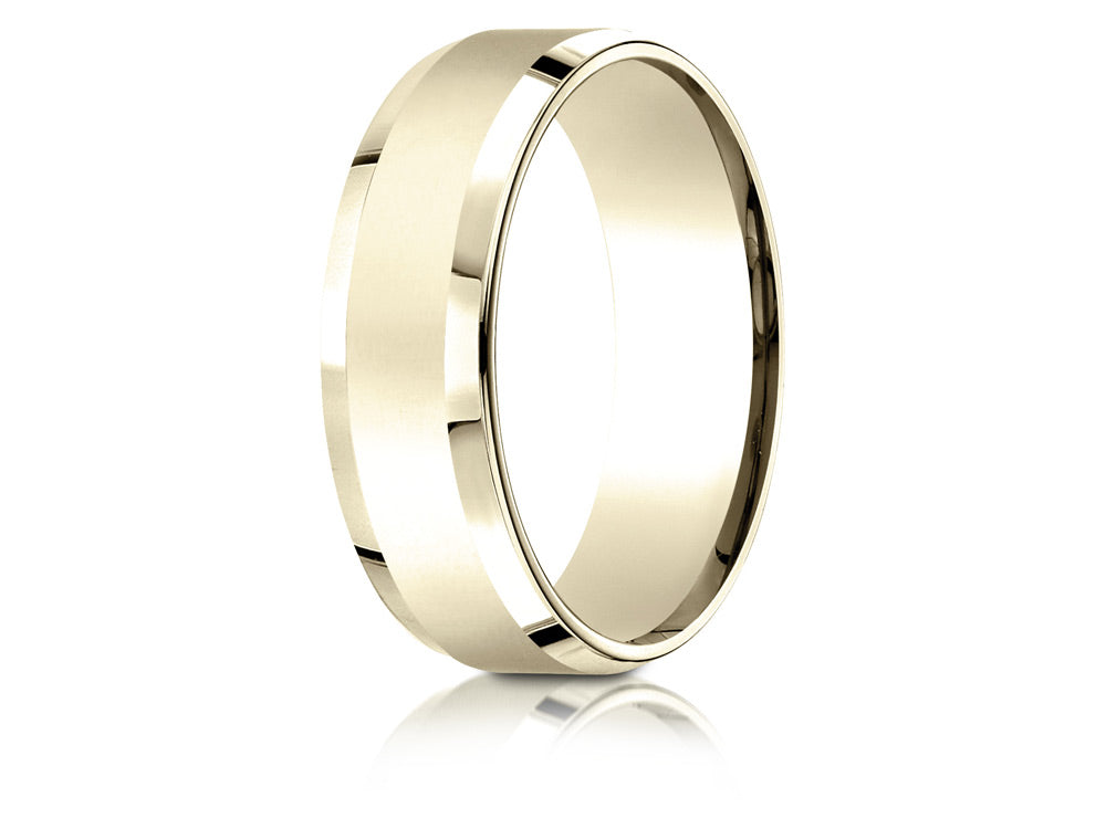Benchmark 14k Gold 7mm Comfort-fit High Polished Carved Design Wedding Band Ring