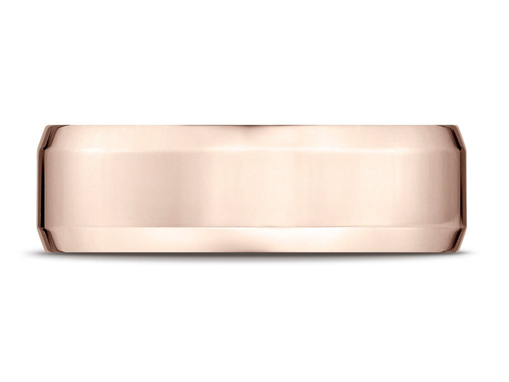Benchmark 14k Rose Gold 7mm Comfort-fit High Polished Carved Design Wedding Band Ring