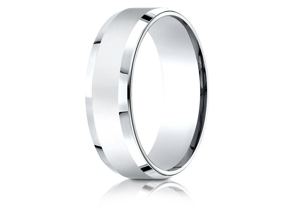 Benchmark 18k Gold 7mm Comfort-fit High Polished Carved Design Wedding Band Ring