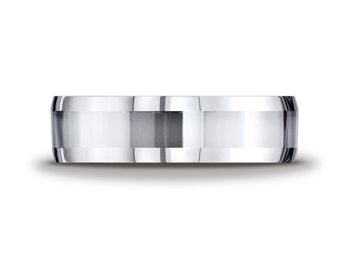 Benchmark Cobalt Chrome 7mm Comfort-fit High Polished Beveled Edge Design Ring
