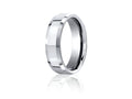 Benchmark Cobalt Chrome 7mm Comfort-fit High Polished Beveled Edge Design Ring