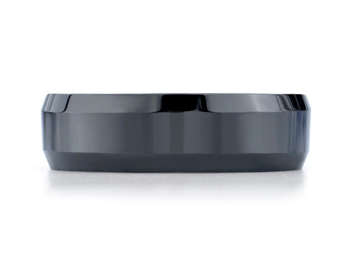 Benchmark Ceramic 7mm Comfort-fit High Polished Beveled Edge Design Ring