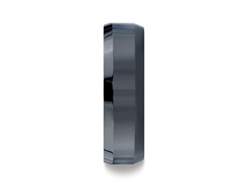 Benchmark Ceramic 7mm Comfort-fit High Polished Beveled Edge Design Ring