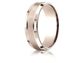 Benchmark 14k Rose Gold 7mm Comfort-fit Satin-finished High Polished Beveled Edge Carved Design Wedding Band Ring