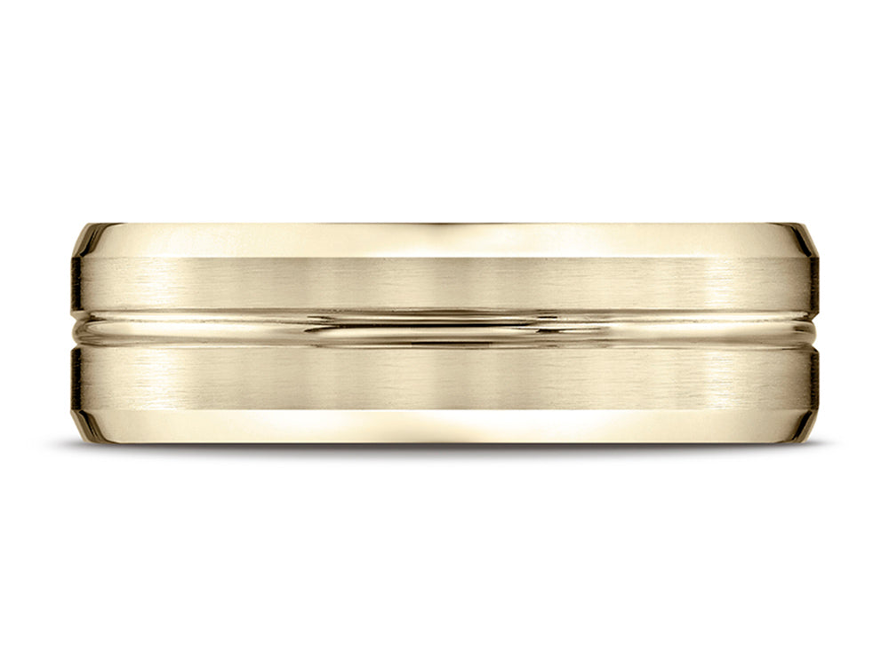 Benchmark 7mm Comfort-fit Satin-finished Beveled Edge Design Ring