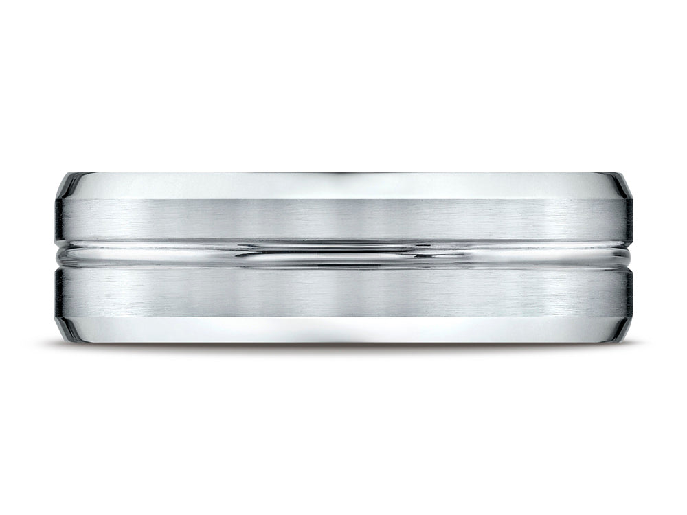 Benchmark 7mm Comfort-fit Satin-finished Beveled Edge Design Ring