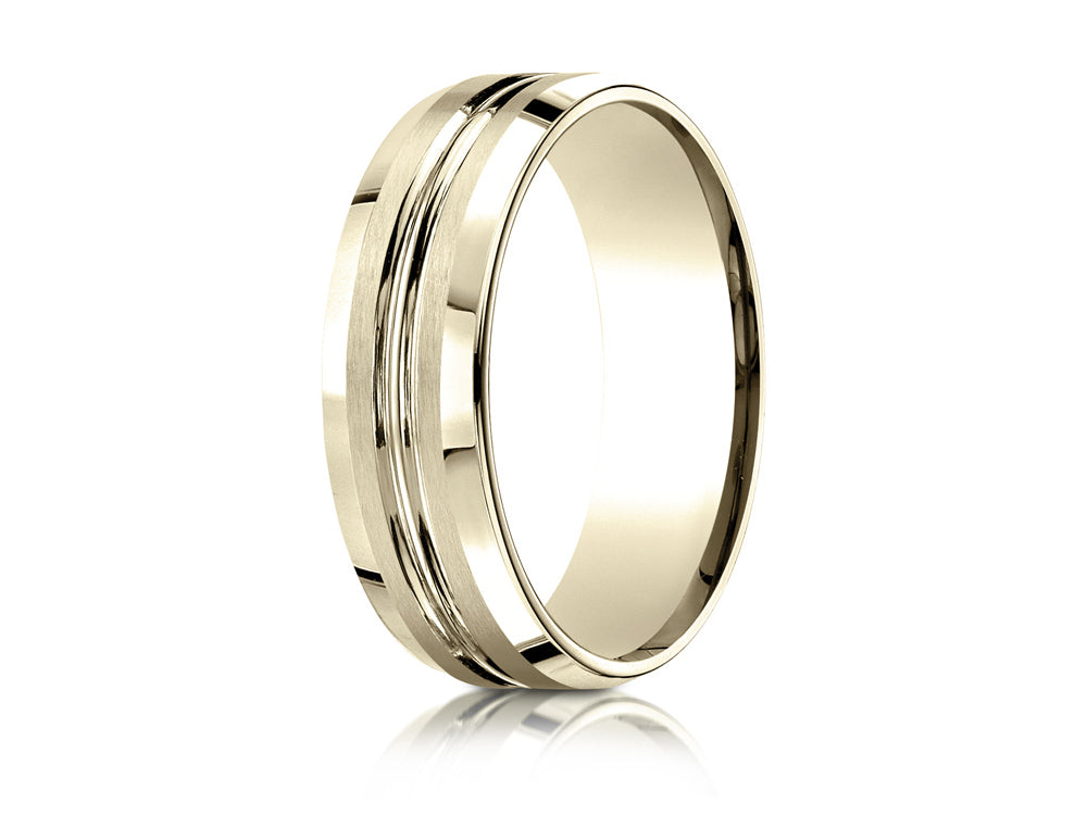Benchmark 7mm Comfort-fit Satin-finished Beveled Edge Design Ring