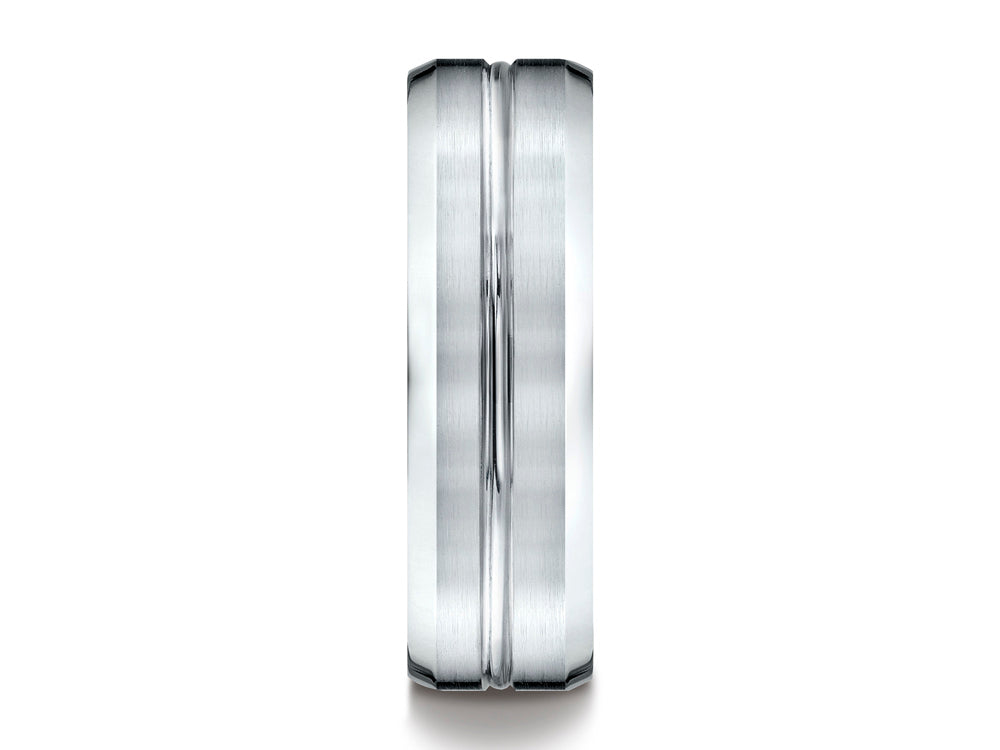Benchmark 7mm Comfort-fit Satin-finished Beveled Edge Design Ring