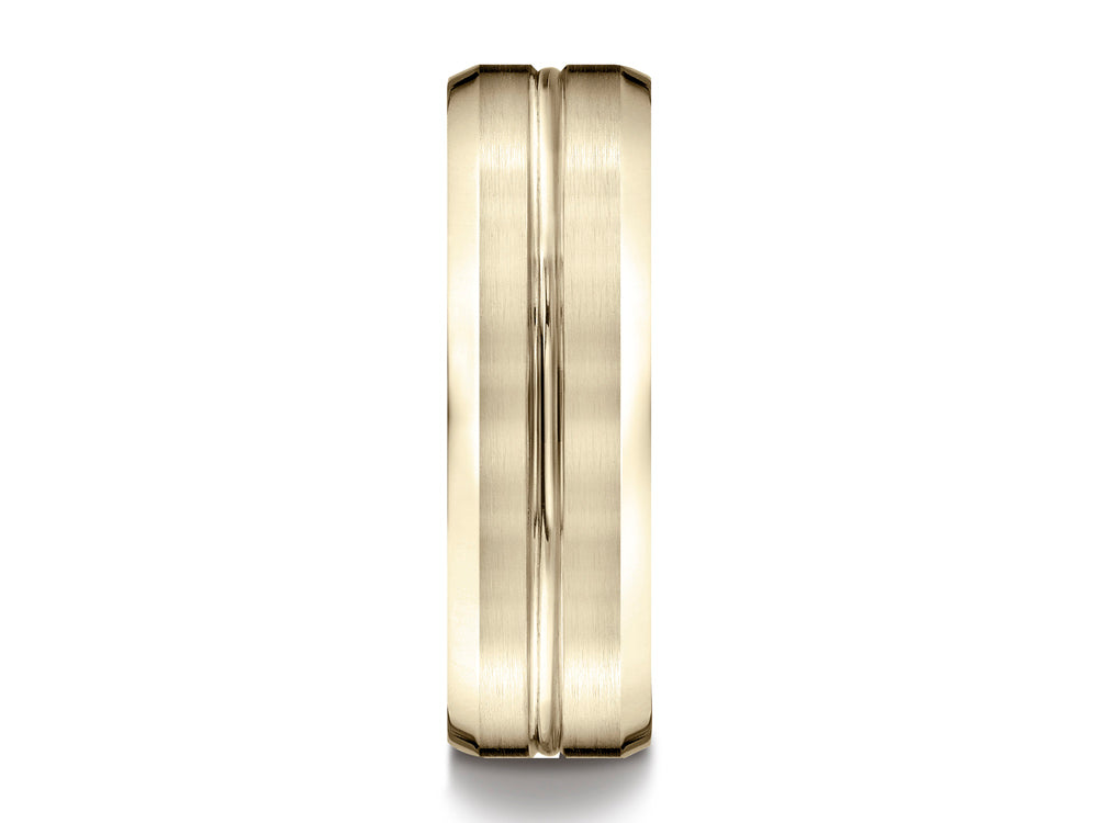 Benchmark 7mm Comfort-fit Satin-finished Beveled Edge Design Ring