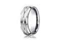 Benchmark Cobalt Chrome 7mm Comfort-fit Satin-finished Beveled Edge Design Ring