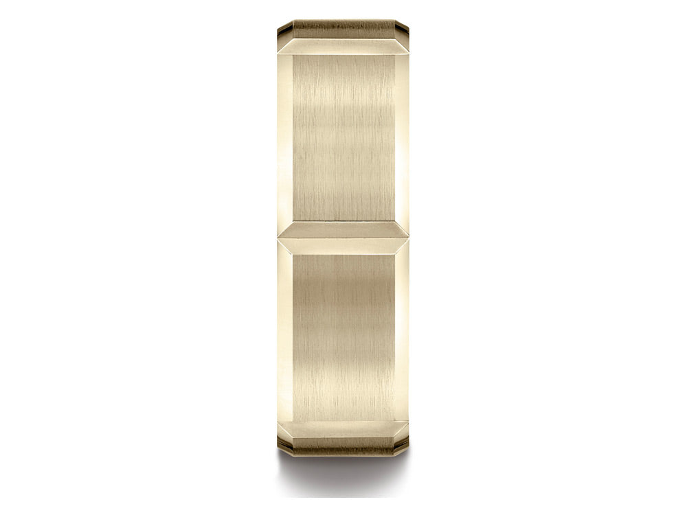 Benchmark 14k Gold 7mm Comfort-fit Satin-finished Grooves Carved Design Wedding Band Ring