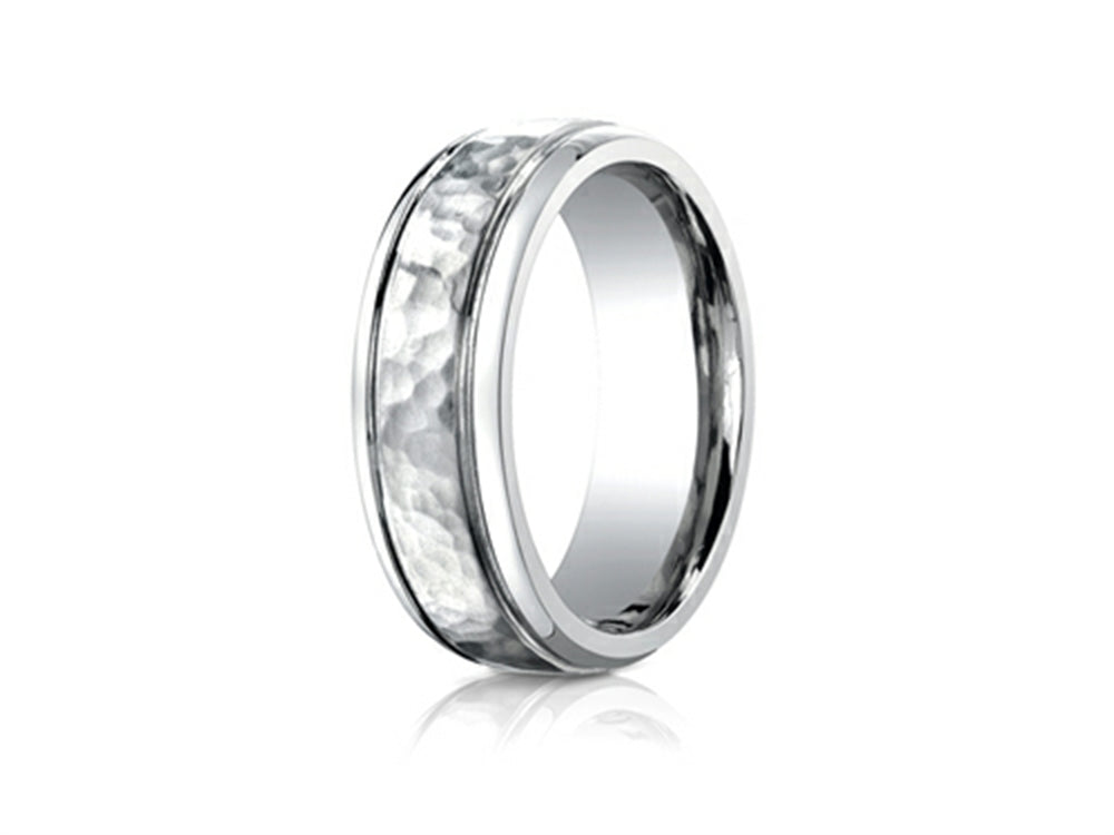 Benchmark 7mm Comfort Fit Hammered-Finished  Wedding Band / Ring