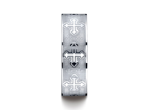 Benchmark Cobalt Chrome 7mm Comfort-fit Cross Design Ring