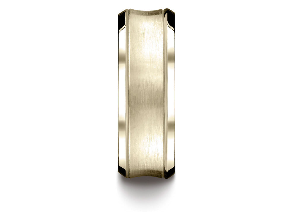 Benchmark 14k Gold 7.5mm Comfort-fit Satin-finished Concave Beveled Edge Design Wedding Band Ring