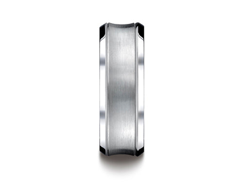 Benchmark Cobalt Chrome 7.5mm Comfort-fit Satin-finished Concave Design Ring