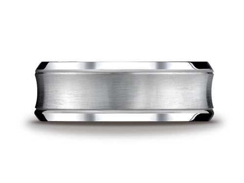 Benchmark Cobalt Chrome 7.5mm Comfort-fit Satin-finished Concave Design Ring