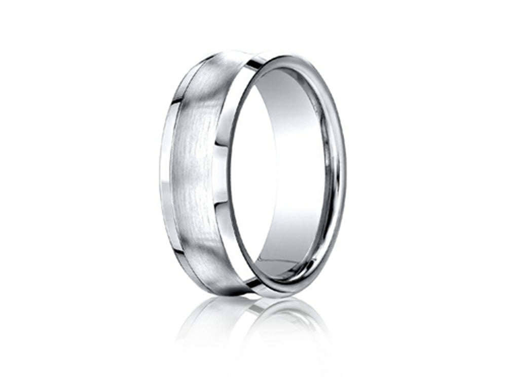 Benchmark Cobalt Chrome 7.5mm Comfort-fit Satin-finished Concave Design Ring