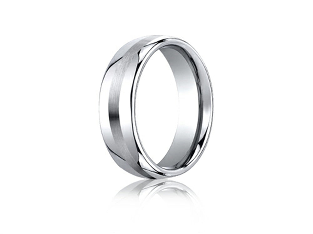 Benchmark Cobalt Chrome 7.5mm Comfort-fit Satin-finished Design Ring