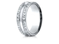 Benchmark 14k Gold 7.5mm Comfort Fit Hammered Finish Center Cut Design Wedding Band Ring