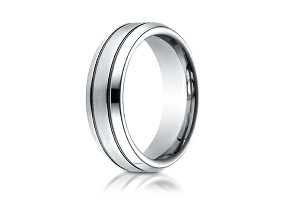 Benchmark Cobalt Chrome 7.0mm Comfort-fit Satin-finished Blackened Design Ring